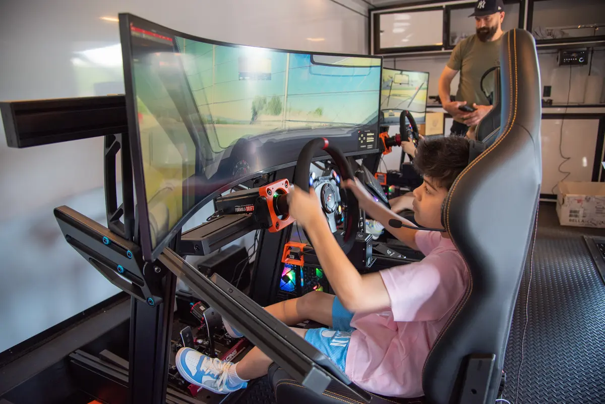 Guest racing with staff supervising