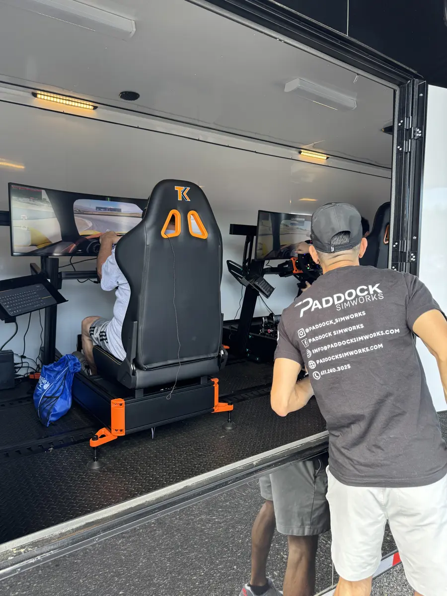 Paddock SimWorks staff at trailer