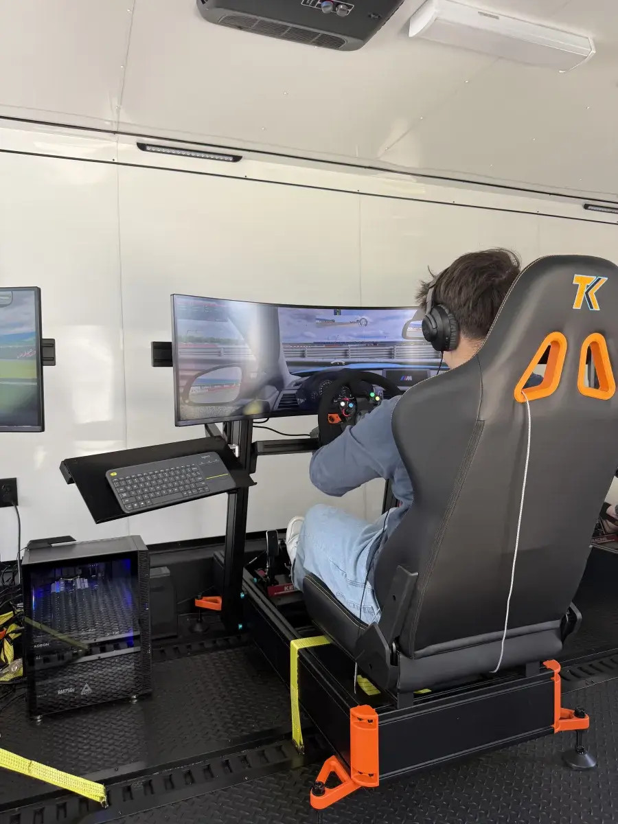 Driver from behind with ultrawide display