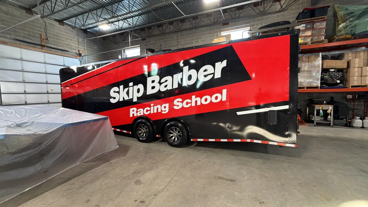 Trailer with Skip Barber Racing School wrap